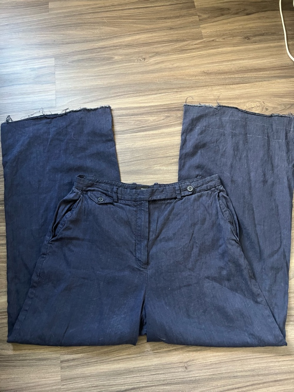 Theory Navy Textured Waistband Pants